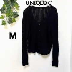 美品【ユニクロシー】レースラウンドネックショートカーディガン ブラック春 Ｍ