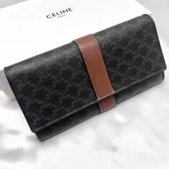 ◇美品◇セリーヌ　フラップ型長財布　トリオンフ　レザー PVC ブラウン 総柄のサムネイル