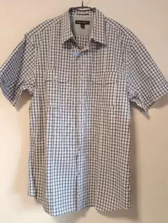 BANANA REPUBLIC 半袖シャツ M ホワイト/ブラックチェック