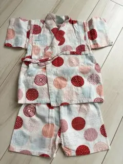 甚平　90cm 赤色　水玉　夏祭り　セパレート