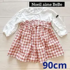 Noeil aime bebe チュニックTシャツ ドッキング ギンガムチェックのサムネイル