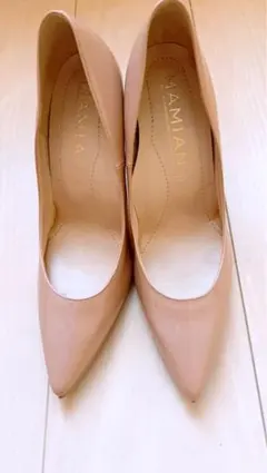 MAMIAN ベージュ ポインテッドトゥ ハイヒール（ピンクベージュ）