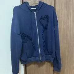 idem ネイビー ジップアップパーカー