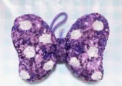 ディズニー　ミニー　ヘアゴム ヘアポニー　リボン スパンコール　パープル