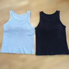 ユニクロ　アメリカンスリーブブラタンクトップ　Lサイズ　2枚セット　グレー　黒