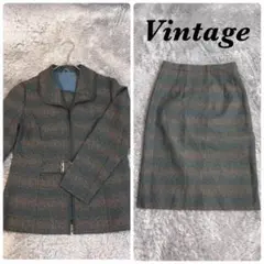 Vintage ヴィンテージ ツイードジャケット セットアップ 裏地付 薄手