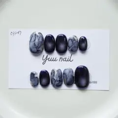 ネイルチップ　マグネットネイル　ネイビー　インクネイル　ニュアンス　推し活