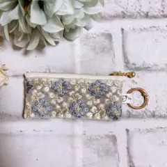 インド刺繍リボン　ポーチ　マルチポーチ　ハンドメイド　ミニポーチ　NO3463