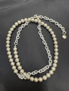 マッセメッシュ　moy paris グレー パール シルバーネックレス