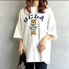UCLA Tシャツ クマプリント カレッジロゴ 白 コットン100%のサムネイル