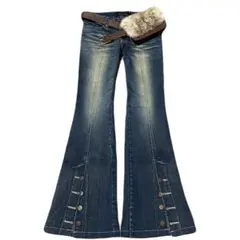 Fur gimmick denim Flare pants goa LGB