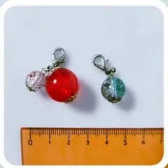 京都カランコロン　ガラスビーズ　キラキラ　チャーム　ストラップ　2個