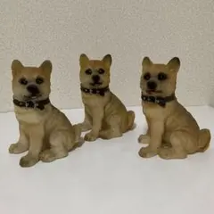 犬の置物 3体セット ベージュ