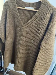 MOUSSY ブラウン Vネックニットセーター
