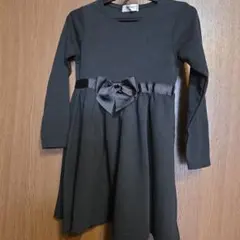 ブラックリボン付きAラインドレス１２０発表会