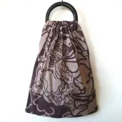 和装手さげバッグ（D型ハンドル）　　　風神雷神柄デザイン