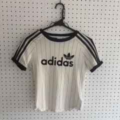 adidas ストライプ 半袖Tシャツ M