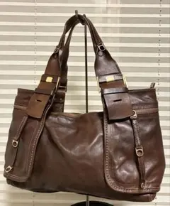 TENTAZIONE DUE オールレザー 本革 トートバッグ イタリア製 濃茶