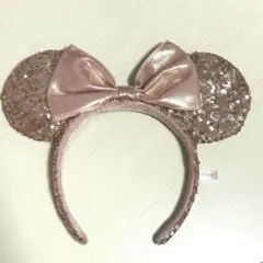 ディズニー カチューシャ スパンコール ミニー ピンクベージュ