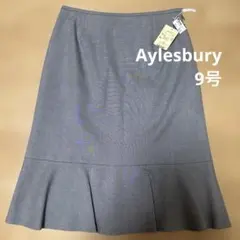 【新品】Aylesbury ライトグレー　ピンチェック　フレアスカート 9号