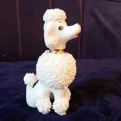 アメリカ80年代ビンテージ手描きの瞳やフサフサの毛が美しいプードルの陶器オブジェ アメリカ80年代ビンテージ手描きの瞳やフサフサの毛が美しい