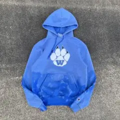 ら*。様 鬼フェード Champion カレッジ風ロゴパーカー M 褪色 ミルキ