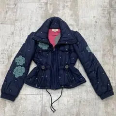 難あり　KENZO ケンゾー　中綿シルクジャケット　花柄刺繍 ネイビー 　36のサムネイル