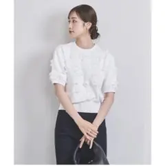 UNITED ARROWS フラワーモチーフ 半袖ニットのサムネイル