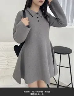 one after another NICE CLAUPポロ襟ミニワンピース