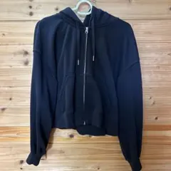 ブラック フルジップ フード付きパーカー