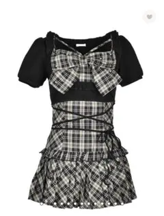 Cross Ribbon Hem Pleats Onepiece - メルカリ