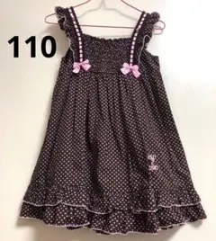 シャーリーテンプル　水玉　はしごレース　ジャンバースカート　いちごチョコ　110