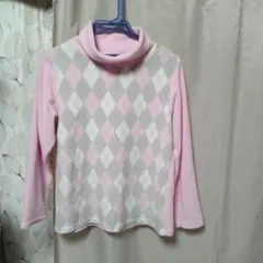 しまむらフリースタートルネックアーガイル柄ピンクお値下げ最終