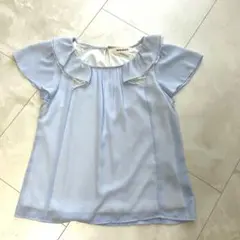 MISCH MASCH ライトブルー フリルブラウス 半袖