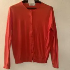 ジョンスメドレー JOHNSMEDLEY 赤　コットンクルーネックカーディガン