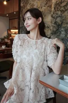 orgue オルグ フラワーエンブロイブラウス ベージュ 新品・未使用】ORGUE オルグ フラワーエンブロイブラウス beige - メルカリ