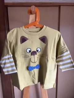 猫の顔Tシャツ サイズ80 イエロー