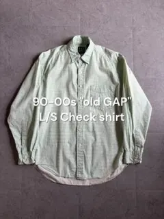 90s 00s old GAP チェックシャツ 長袖 ミントグリーン M