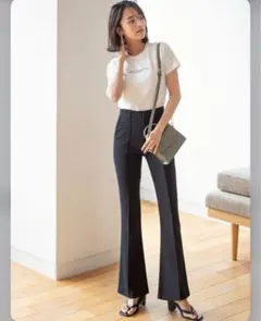 【新品未使用タグ付】GRL フロントタックフレアパンツ ブラック k8360t