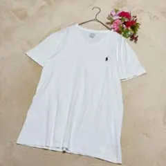 【ポロラルフローレン】Vネック Tシャツ 半袖 ロゴ刺繍 シンプル ホワイト Ｍのサムネイル