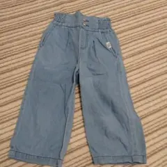 ライトブルー デニム風パンツ ウエストゴム