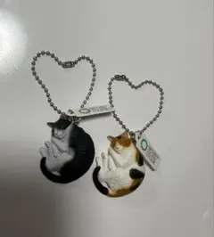 ネイチャーテクニカラーボールチェーンマスコット ハチワレ　三毛猫　2点セット