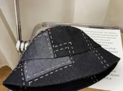 新品　バケットハット デニム風 帽子 韓国 レディース ブラック
