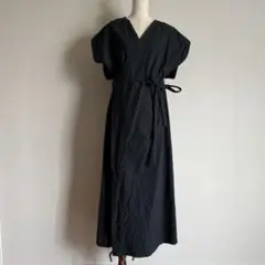 着物リメイク黒交差衿ノースリーブロングドレス - メルカリ