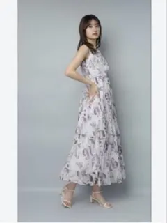 新品 リランドチュール 大花プリーツ ノースリーブワンピース 0