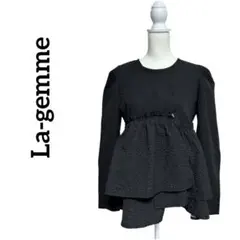 La-gemme ラジエム ペプラムプルオーバー ジャガードトップス ブラック