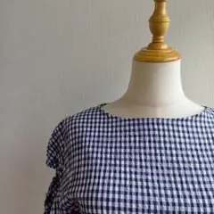 美品 マリンフランセーズ 洗えるシルク混セーラーブラウス 紺青 ドット 