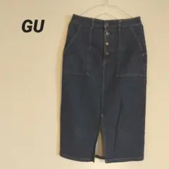 GU デニム ボタンフライタイトミディスカート Ｍ