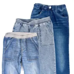 【3本セット】ストレッチデニム 130〜140 細身 美脚