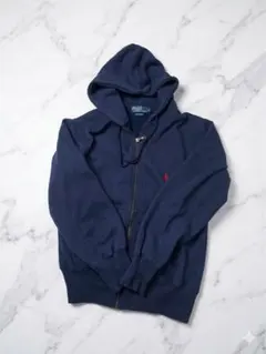 【美品】ポロ ラルフローレン ジップアップパーカー ネイビー 紺 ポニー刺繍 M